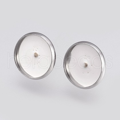 Tarnish Resistant 304 Stainless Steel Earring Cabochon Settings STAS-E426-85B-P-1