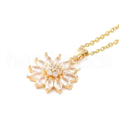 Brass Micro Pave Cubic Zirconia Pendant Necklaces for Women NJEW-E106-13KCG-01-1