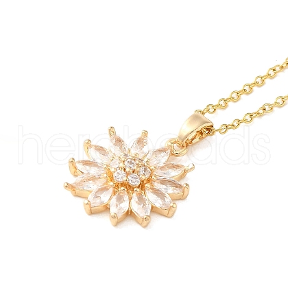 Brass Micro Pave Cubic Zirconia Pendant Necklaces for Women NJEW-E106-13KCG-01-1