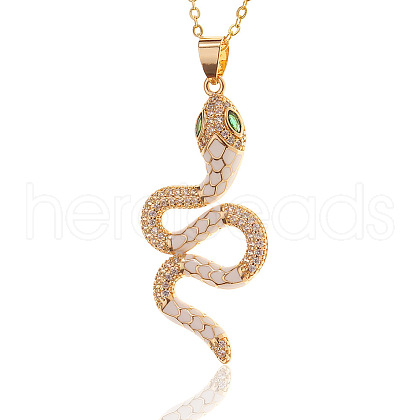 Bohemian Snake Pendant Necklace with Oil Drop Inlaid Diamonds for Women - Festival Gift ST0898425-1