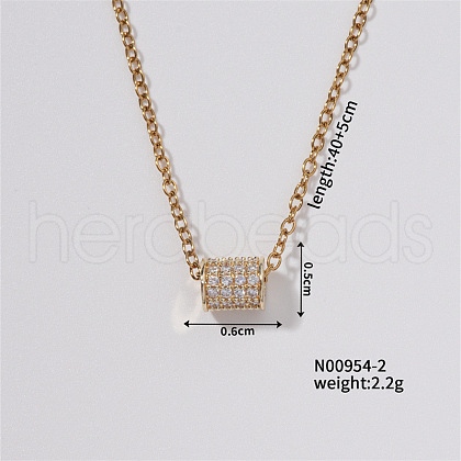 Chic Minimalist Column Brass Micro Pave Cubic Zirconia Pendant Necklaces WG4497-2-1
