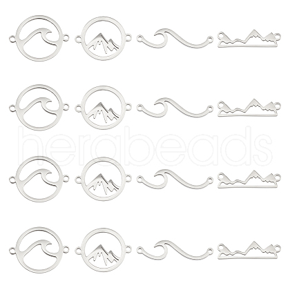 Unicraftale 16Pcs 4 Styles 201 & 304 Stainless Steel Connector Charms STAS-UN0047-47-1