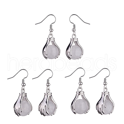Natural Quartz Crystal Palm Dangle Earrings EJEW-A092-09P-11-1