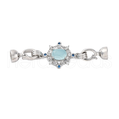 Brass Micro Pave Clear Cubic Zirconia Fold Over Clasps KK-P291-11P-1