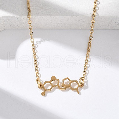 304 Stainless Steel Chemical Symbol Pendant Necklaces NJEW-Z073-03G-06-1