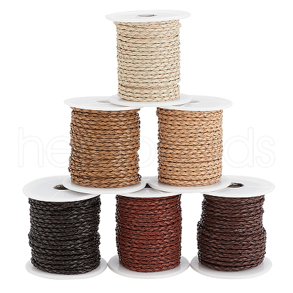   6 Rolls 6 Colors Imitation Leather Braided Cord WL-PH0004-24-1