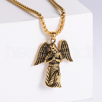 Stainless Steel Angel Pendant Necklaces for Men OR6264-2-1
