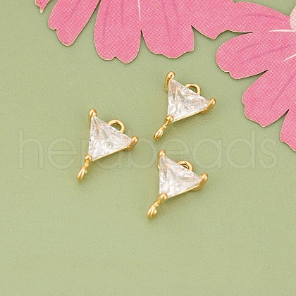 10Pcs Brass Crystal Rhinestone Connector Charms KK-V006-04G-01-1