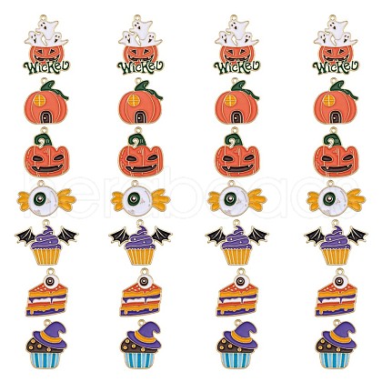 28Pcs 7 Style Halloween Alloy Enamel Pendants JX182A-1