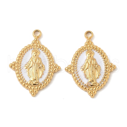 304 Stainless Steel Enamel Pendants STAS-U057-12G-01-1