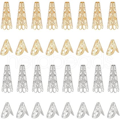 Unicraftale 40Pcs 4 Style Stainless Steel Bead Caps STAS-UN0039-79-1