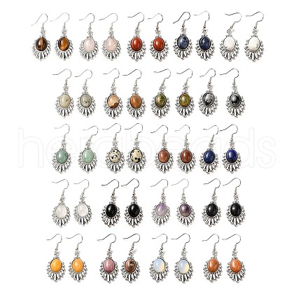 Natural & Synthetic Mixed Gemstone Teardrop Dangle Earrings EJEW-K246-01P-1