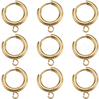 SUNNYCLUE 12Pcs 201 Stainless Steel Huggie Hoop Earring Findings STAS-SC0007-98G-1