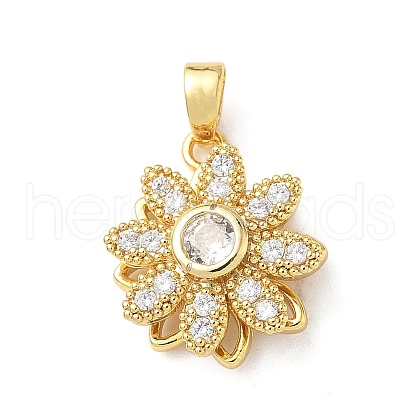 Brass Micro Pave Cubic Zirconia Rotating Pendants KK-M323-01D-G-1