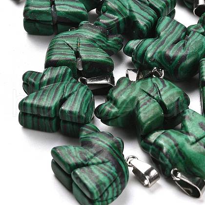 Synthetic Malachite Pendants G-B127-02P-01-1