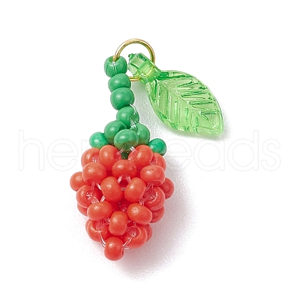 Glass Seed Beaded Rose Pendants PALLOY-MZ00627-04-1