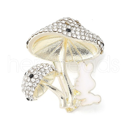 Mushroom & Rabbit Alloy Rhinestone Brooches for Backpack Clothes JEWB-F038-05LG-1