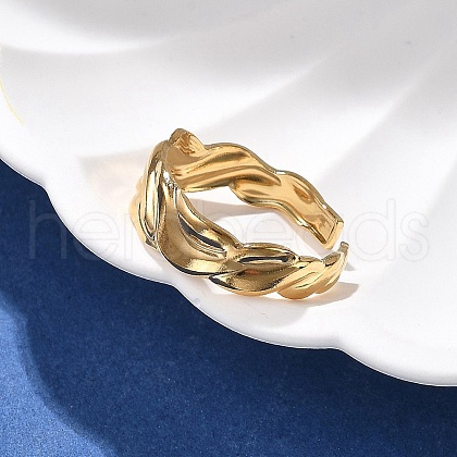 304 Stainless Steel Open Cuff Ring for Women RJEW-M049-01G-08-1