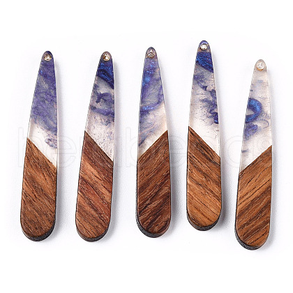 Transparent Resin & Walnut Wood Pendants RESI-ZX017-44-1