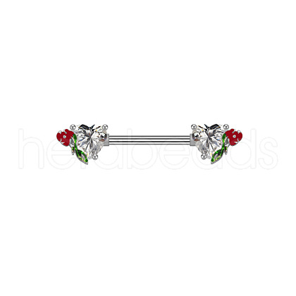 316L Surgical Stainless Steel Cubic Zirconia Heart Nipple Nail Rings WGC6B75-01-1