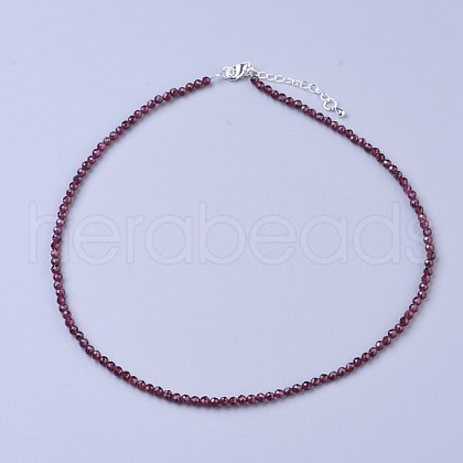 Natural Garnet Beaded Necklaces NJEW-K114-C-A04-1