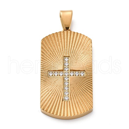 304 Stainless Steel Micro Pave Cubic Zirconia Pendants STAS-U043-26G-1