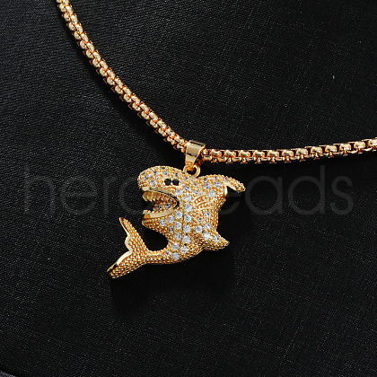 Brass Crystal Rhinestone Pendant Box Chain Necklaces IZ4949-1-1