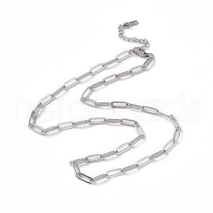 201 Stainless Steel Paperclip Chain Necklace for Men Women NJEW-P268-A33-1X5-1