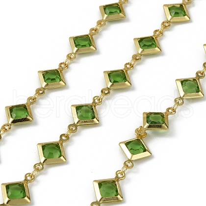 Brass Glass Rhombus Link Chains CHC-R001-05G-03-1