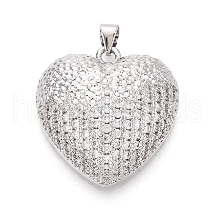 Brass Micro Pave Clear Cubic Zirconia Pendants KK-N268-52P-1