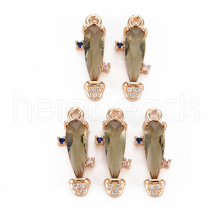 Rack Plating Brass Micro Pave Clear Cubic Zirconia Pendants KK-T060-63B-RS-1
