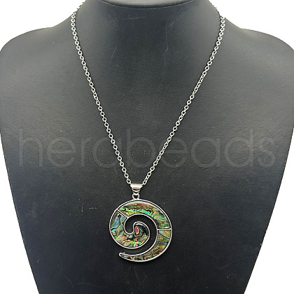 Alloy Pave Natural Colorful Abalone Shell Pendant Vintage Statement Necklaces HC0064-3-1