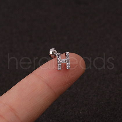 316L Surgical Stainless Steel Micro Pave Clear Cubic Zirconia Cartilage Earrings WG3A850-15-1