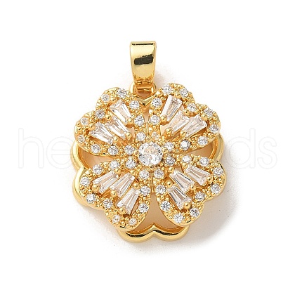 Brass Micro Pave Clear Cubic Zirconia Pendants ZIRC-D276-01G-A-1