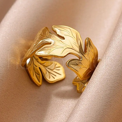 304 Stainless Steel Adjustable Open Cuff Rings for Women RJEW-U060-03C-G-1