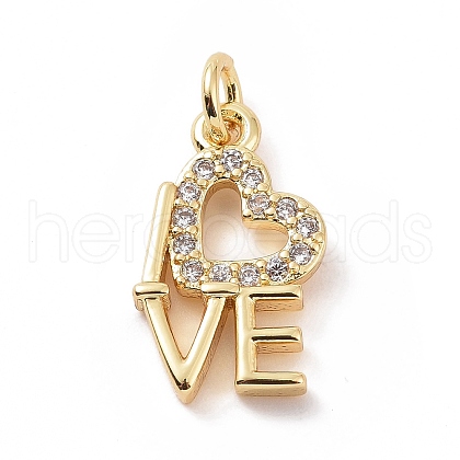 Brass Micro Pave Cubic Zirconia Pendants KK-C012-05G-1