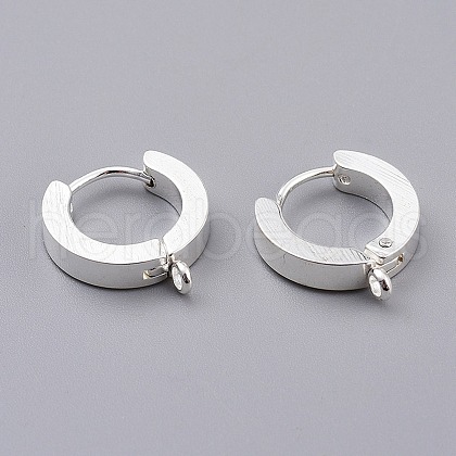 304 Stainless Steel Huggie Hoop Earrings Findings STAS-I167-01A-S-1