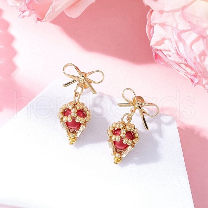 Brass Diamond Dangle Stud Earrings EJEW-MZ00465-04-1