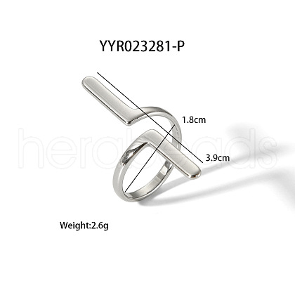 Exaggerated Personality Stainless Steel Cuff Ring for Women AA3859-2-1