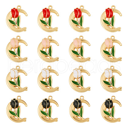  16Pcs 4 Colors Alloy Enamel Pendants ENAM-TA0002-29-1