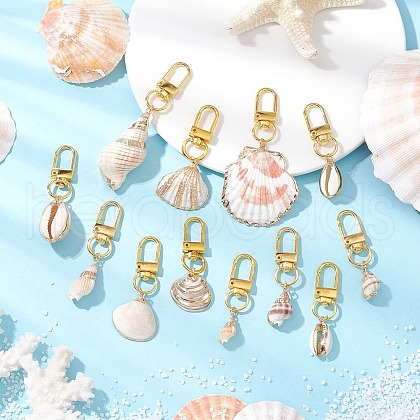 Electroplate Shell Pendant Decorations HJEW-JM03070-1
