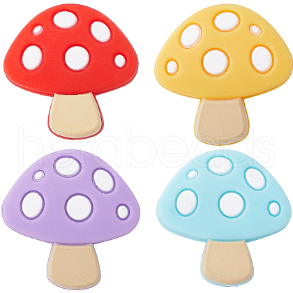 SUNNYCLUE 16Pcs 4 Colors Mushroom Food Grade Eco-Friendly Silicone Focal Beads SIL-SC0001-66-1