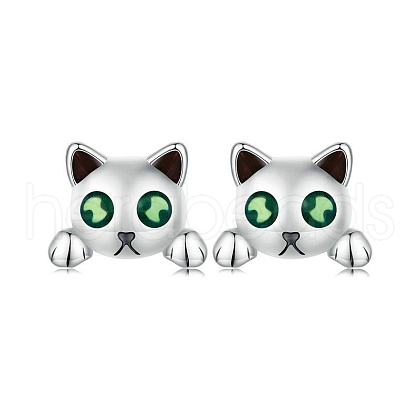 S925 Sterling Silver Cat Shape Stud Earrings HR6752-1
