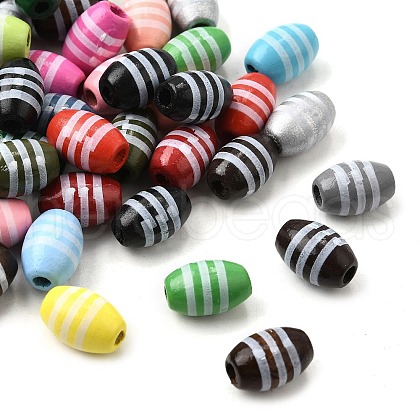 Printed Schima Wood Beads WOOD-L022-02B-1