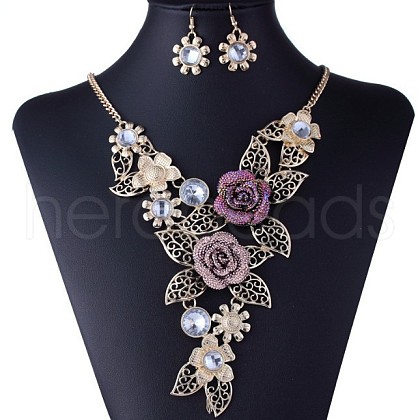 Alloy Rhinestone Dangle Earrings & Necklaces Sets FS-WG68A8D-01-1
