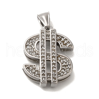 304 Stainless Steel Rhinestone Pendants STAS-C105-08P-1