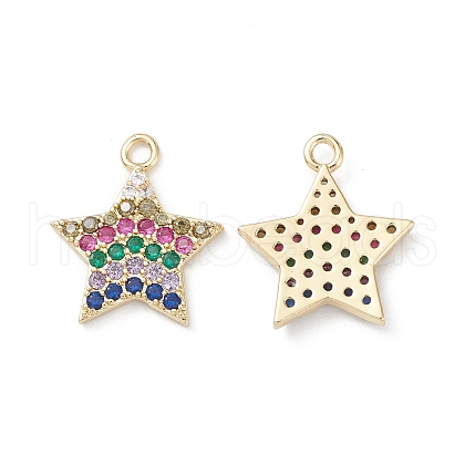 Rack Plating Brass Micro Pave Colorful Cubic Zirconia Pendants KK-L155-54G-1