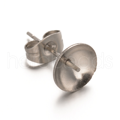 Non-Tarnish 304 Stainless Steel Stud Earring Settings STAS-H307-C-1