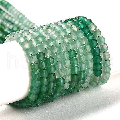 Natural Dyed & Heated Green Onyx Agate Beads Strands G-Q002-C02-01-1
