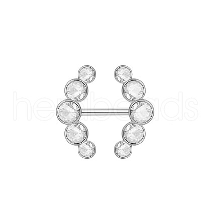 304 Stainless Steel Micro Pave Cubic Zirconia Nipple Rings WG2793F-11-1